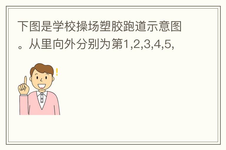 下圖是學校操場塑膠跑道示意圖。從里向外分別為第1,2,3,4,5,6,7,8跑到,每條跑道寬