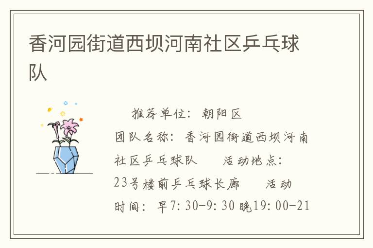 香河園街道西壩河南社區乒乓球隊