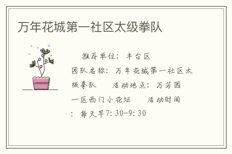 萬年花城第一社區(qū)太級拳隊