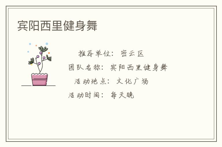 賓陽(yáng)西里健身舞
