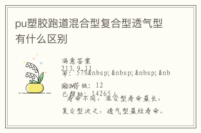 pu塑膠跑道混合型復合型透氣型有什么區別