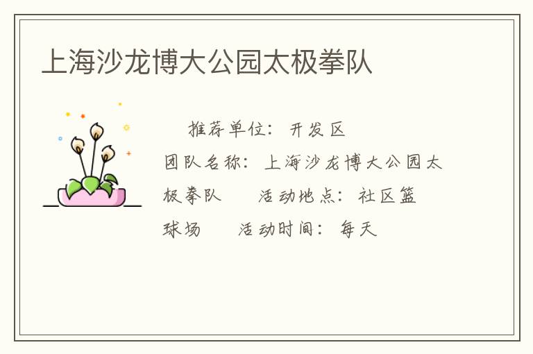 上海沙龍博大公園太極拳隊