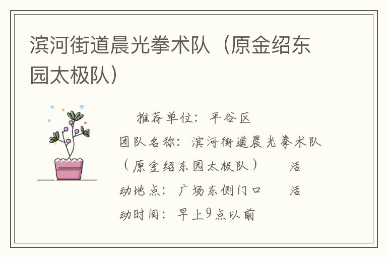 濱河街道晨光拳術隊（原金紹東園太極隊）