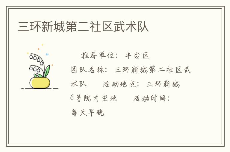 三環(huán)新城第二社區(qū)武術隊