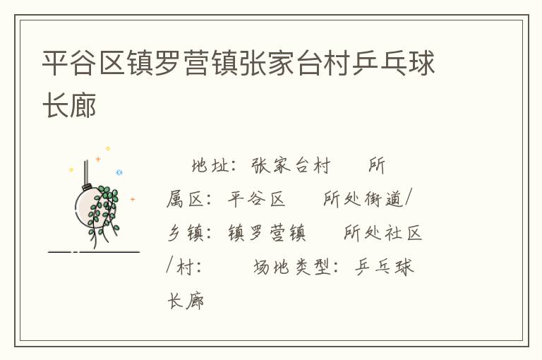 平谷區(qū)鎮(zhèn)羅營(yíng)鎮(zhèn)張家臺(tái)村乒乓球長(zhǎng)廊