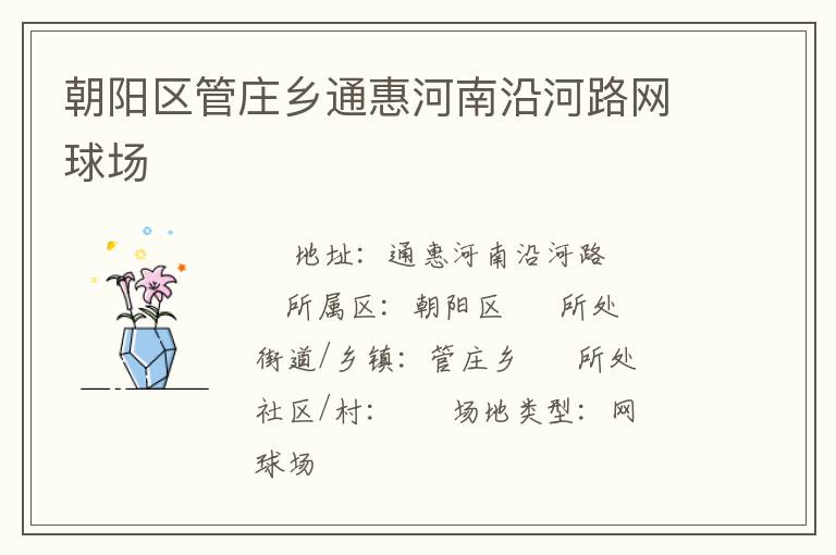 朝陽區管莊鄉通惠河南沿河路網球場
