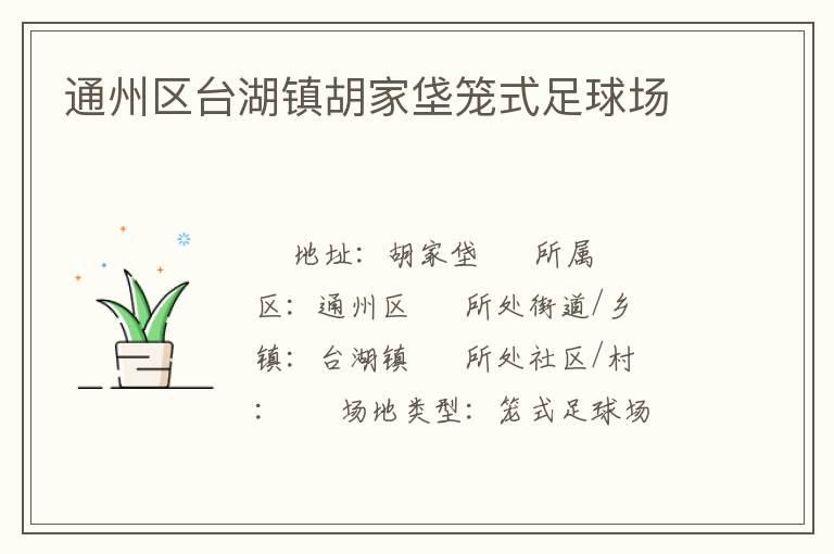 通州區(qū)臺湖鎮(zhèn)胡家垡籠式足球場