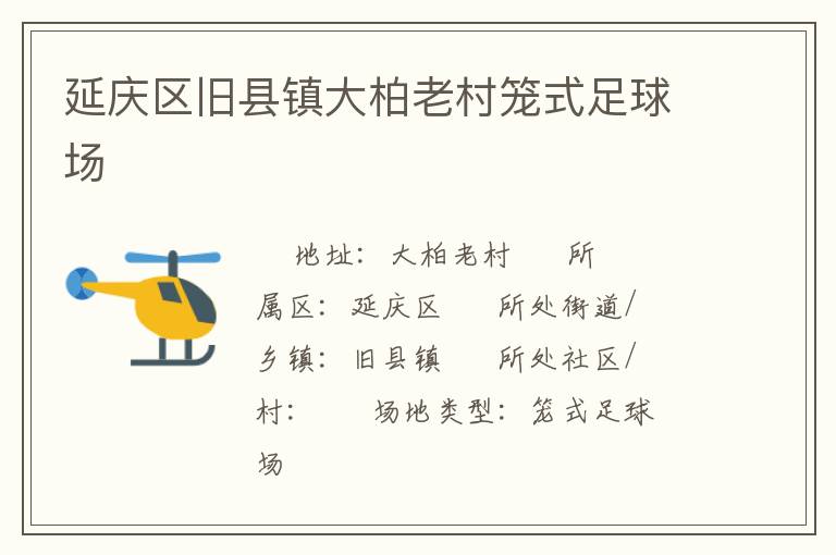 延慶區舊縣鎮大柏老村籠式足球場