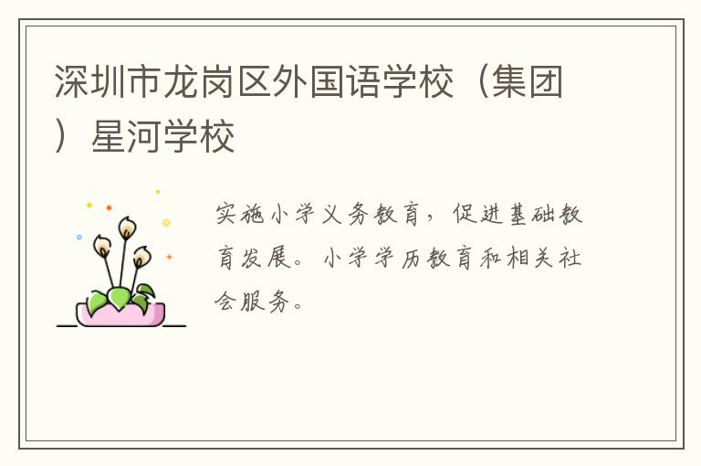 深圳市龍崗區外國語學校（集團）星河學校