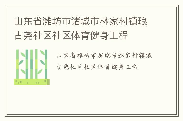 山東省濰坊市諸城市林家村鎮瑯古堯社區社區體育健身工程