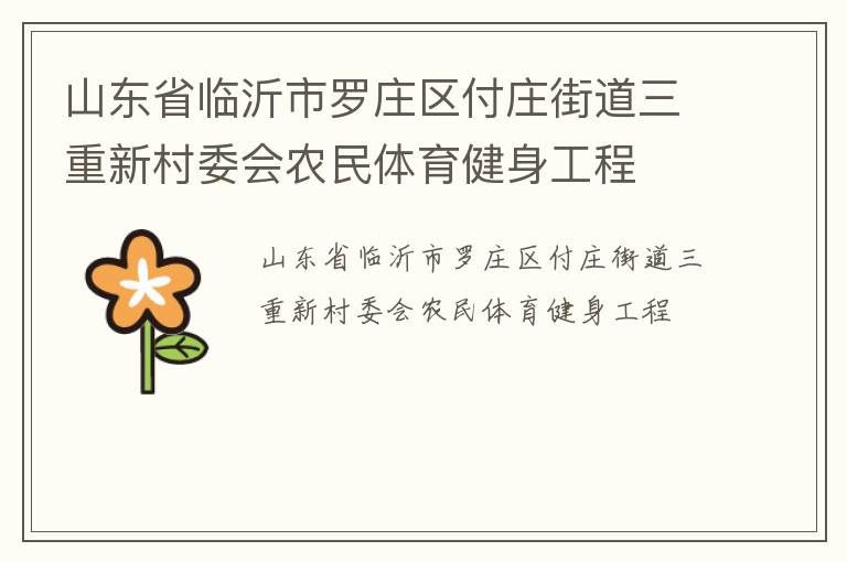 山東省臨沂市羅莊區付莊街道三重新村委會農民體育健身工程