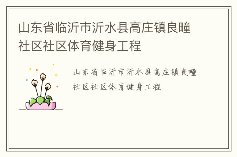 山東省臨沂市沂水縣高莊鎮良疃社區社區體育健身工程