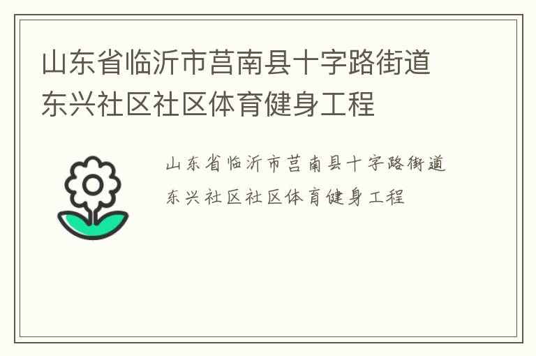山東省臨沂市莒南縣十字路街道東興社區社區體育健身工程