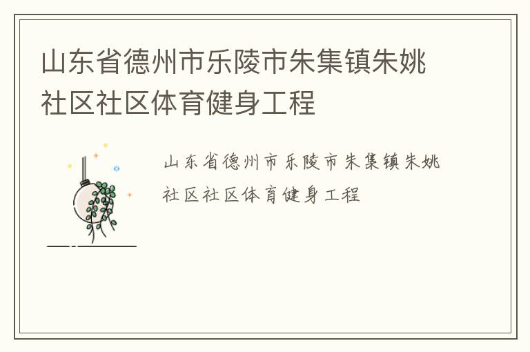 山東省德州市樂陵市朱集鎮朱姚社區社區體育健身工程