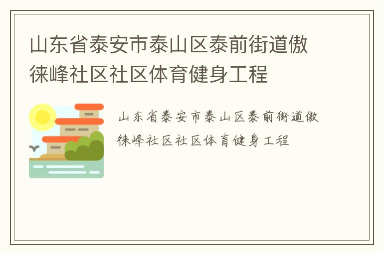 山東省泰安市泰山區泰前街道傲徠峰社區社區體育健身工程