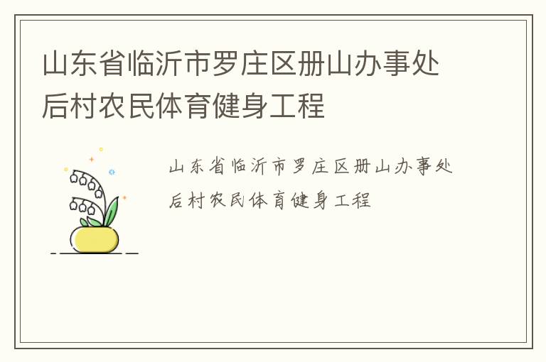 山東省臨沂市羅莊區冊山辦事處后村農民體育健身工程
