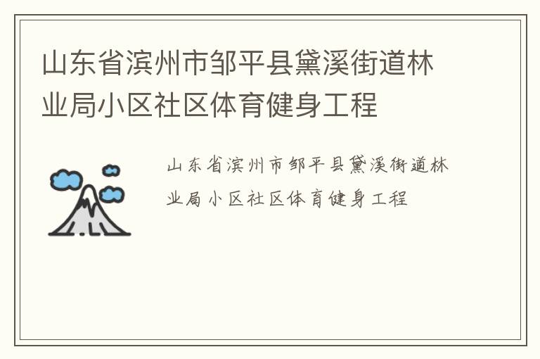 山東省濱州市鄒平縣黛溪街道林業局小區社區體育健身工程