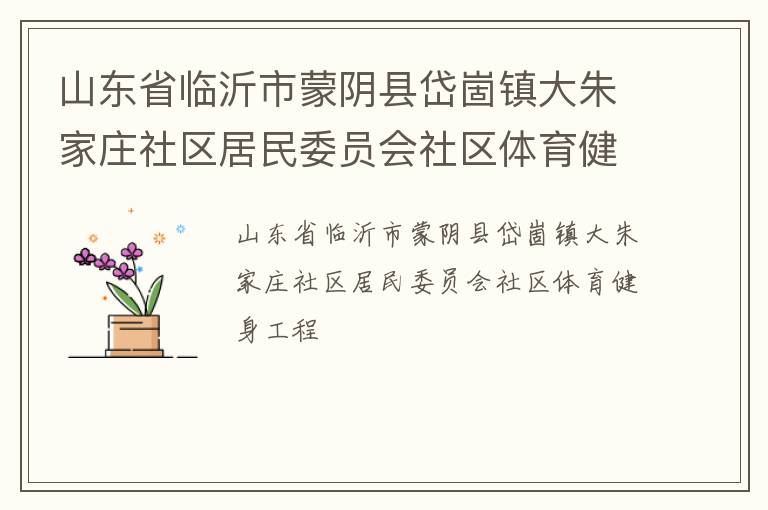 山東省臨沂市蒙陰縣岱崮鎮大朱家莊社區居民委員會社區體育健身工程