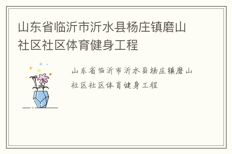 山東省臨沂市沂水縣楊莊鎮磨山社區社區體育健身工程