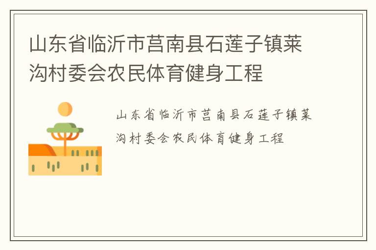 山東省臨沂市莒南縣石蓮子鎮(zhèn)萊溝村委會農民體育健身工程