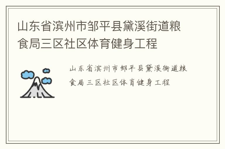山東省濱州市鄒平縣黛溪街道糧食局三區社區體育健身工程