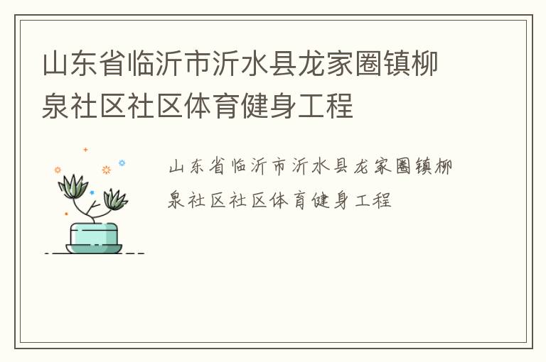 山東省臨沂市沂水縣龍家圈鎮柳泉社區社區體育健身工程