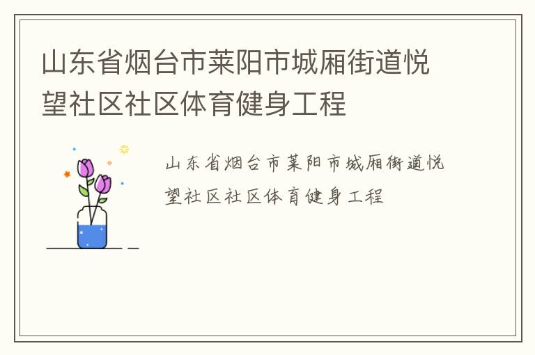 山東省煙臺市萊陽市城廂街道悅望社區社區體育健身工程