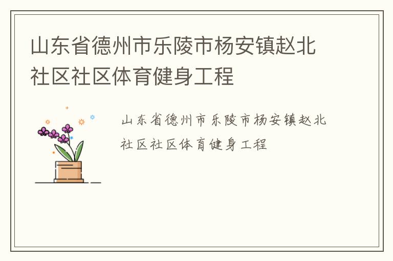 山東省德州市樂陵市楊安鎮趙北社區社區體育健身工程