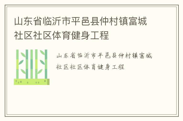 山東省臨沂市平邑縣仲村鎮富城社區社區體育健身工程