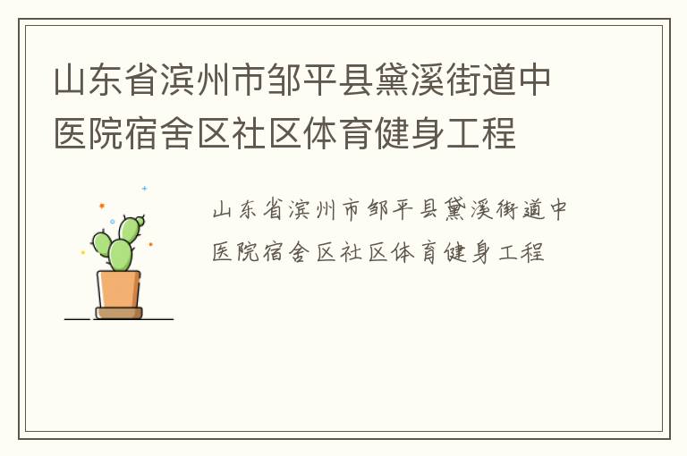 山東省濱州市鄒平縣黛溪街道中醫院宿舍區社區體育健身工程