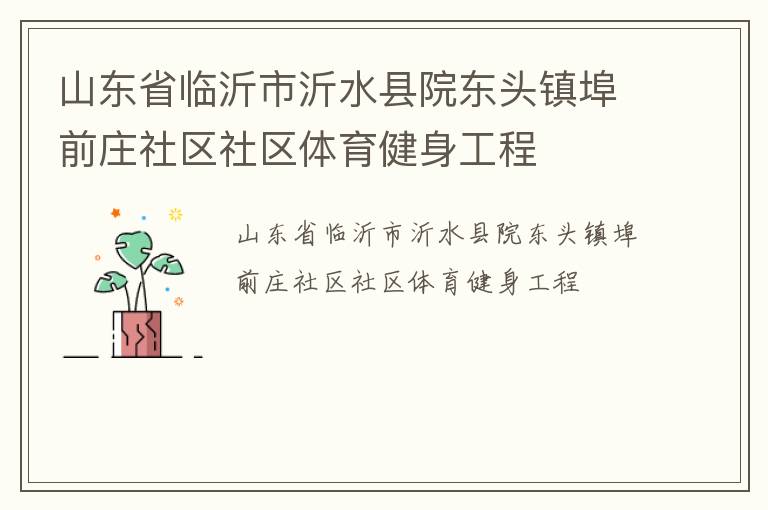 山東省臨沂市沂水縣院東頭鎮埠前莊社區社區體育健身工程