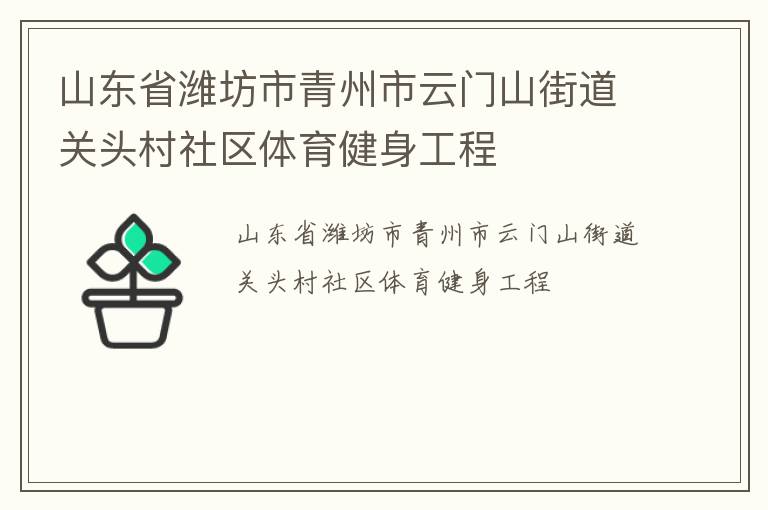 山東省濰坊市青州市云門山街道關頭村社區體育健身工程