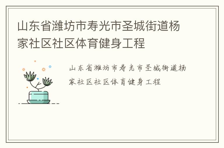 山東省濰坊市壽光市圣城街道楊家社區社區體育健身工程