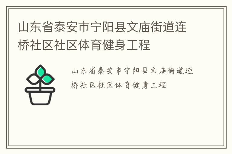 山東省泰安市寧陽縣文廟街道連橋社區社區體育健身工程