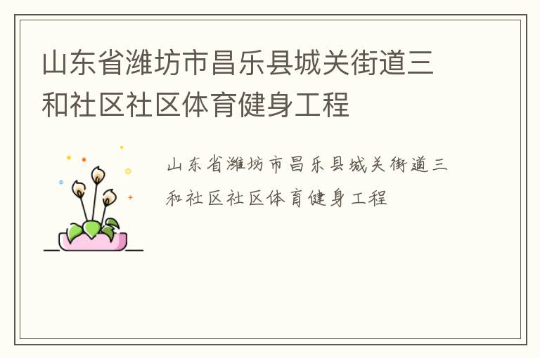 山東省濰坊市昌樂縣城關街道三和社區社區體育健身工程