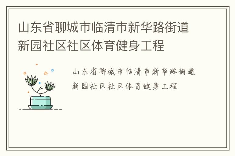 山東省聊城市臨清市新華路街道新園社區社區體育健身工程