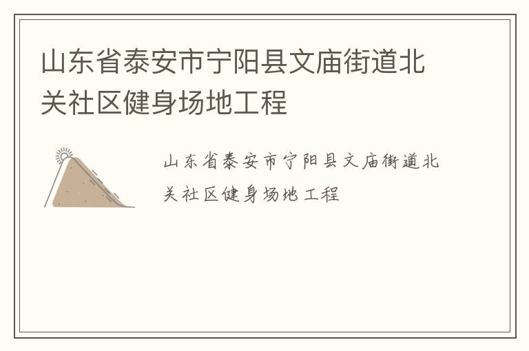 山東省泰安市寧陽縣文廟街道北關社區健身場地工程