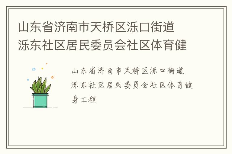 山東省濟南市天橋區(qū)濼口街道  濼東社區(qū)居民委員會社區(qū)體育健身工程