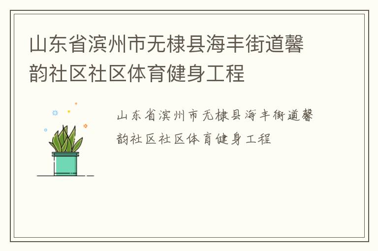 山東省濱州市無棣縣海豐街道馨韻社區社區體育健身工程