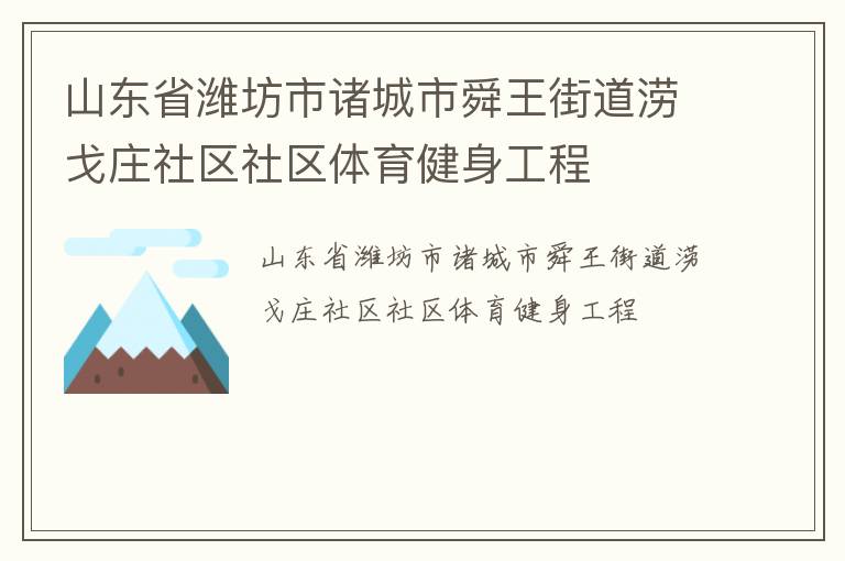 山東省濰坊市諸城市舜王街道澇戈莊社區社區體育健身工程