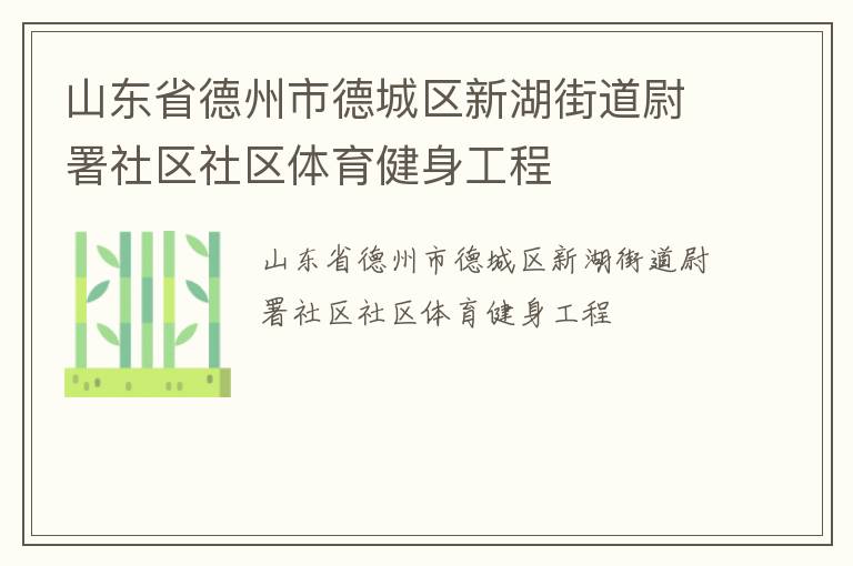 山東省德州市德城區新湖街道尉署社區社區體育健身工程
