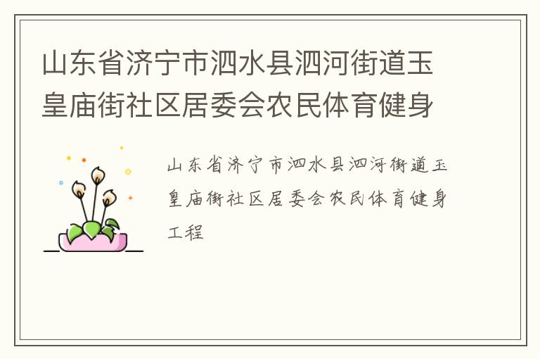 山東省濟寧市泗水縣泗河街道玉皇廟街社區居委會農民體育健身工程