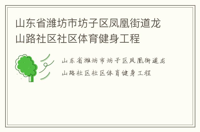 山東省濰坊市坊子區鳳凰街道龍山路社區社區體育健身工程