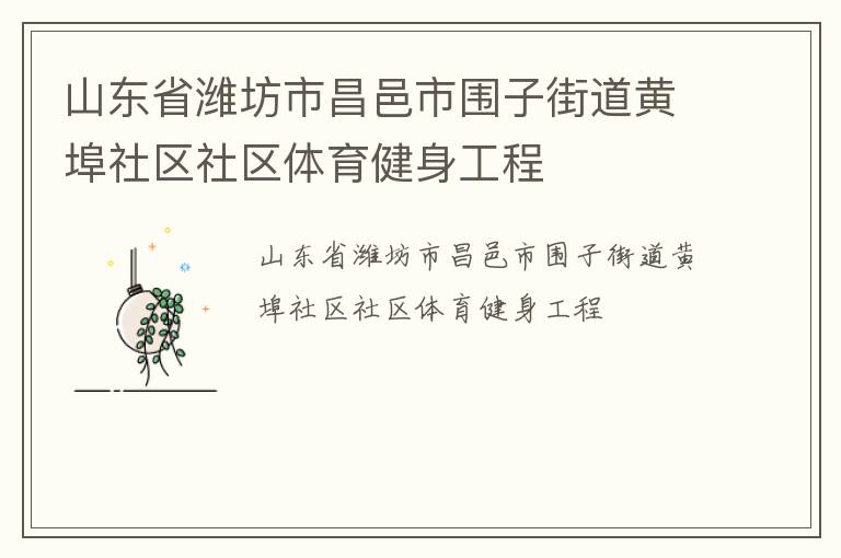 山東省濰坊市昌邑市圍子街道黃埠社區社區體育健身工程