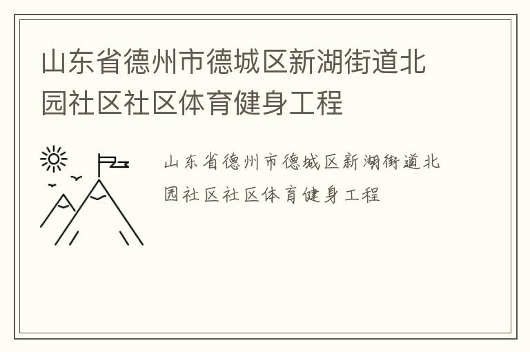 山東省德州市德城區新湖街道北園社區社區體育健身工程