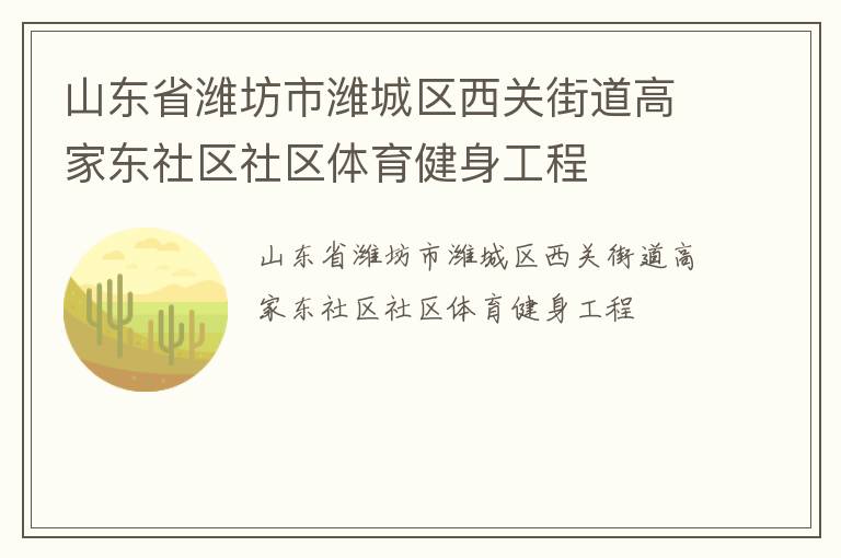 山東省濰坊市濰城區西關街道高家東社區社區體育健身工程