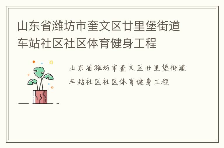 山東省濰坊市奎文區廿里堡街道車站社區社區體育健身工程