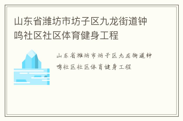 山東省濰坊市坊子區九龍街道鐘鳴社區社區體育健身工程