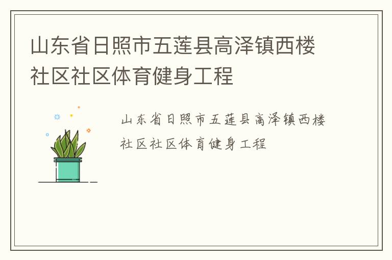 山東省日照市五蓮縣高澤鎮西樓社區社區體育健身工程