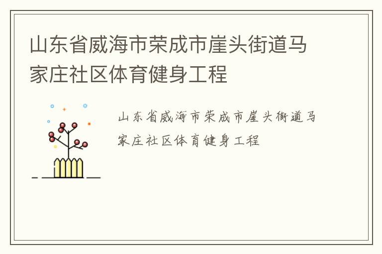 山東省威海市榮成市崖頭街道馬家莊社區體育健身工程